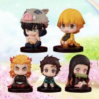 Demon Slayer Figure Toy Anime Kimetsu No Yaiba Q Version Sitting Tanjiro Nidouzi Inosuke Zenizu PVC Figurine Model Doll Gift