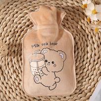 350ml Plush Hand Warmer Cute Cartoon  Hot Water Bag Anti Scalding Velvet Warm Water Pouchs Student Portable Water Filled Hot Compress Bottle1pc 11x19cm