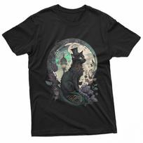 Steampunk Black Cat Wearing A Top Hat 100% Cotton T-shirt Mens Tees Top S