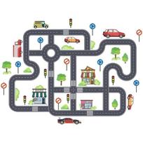 Automobilio kelio ženklų sienų lipdukai grindų lipdukai vaikų kambario dekoravimas lipnūs animaciniai lipdukai sienų meno lipdukai A