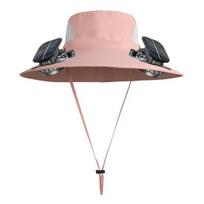 2Pcs Summer Hat with Dual Solar Fans USB Charging Wide Brim Outdoor Fishing Hat Breathable Cooling Sun Protection Hat G
