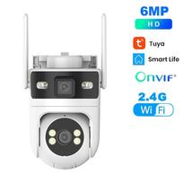 Tuya 4K HD Lens Wifi IP Camera PTZ Outdoor Waterproof Dual Screen Home Security-protection Color Night Vision Surveillance 6MP No SD Card balta