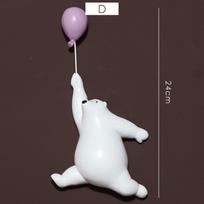 Creative Flying Bear Figurines Balloon Polar Bears Figure Home Wall Mount Decoration Resin Modern Gift for Boy/Man/Kids