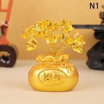 Chinese New Year Money Tree God Feng Shui Fa Cai Lucky Fortune Miniature Desktop Car Ornament for Spring Festival Decoration