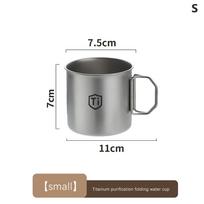 Titanium Steel Camping Coffee Mug Foldable Handle Lightweight Outdoor Water Cup Tableware for Hot Cold Drinks