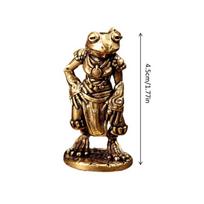 Graceful Frog Statue Ornaments Mini Antique Brass Frog Animal Sculpture Home Desk Decoration Tea Pet Collection Exquisite.