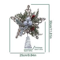 Christmas Tree Toppers Glittered Christmas Decoration Cute Tree Topper With Bell For Display Window Party Showcase Vacation