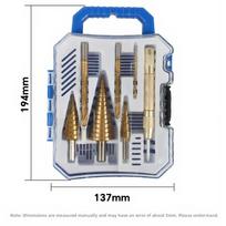 7pcs Straight Flute Step Drill Bit Set With Center Punch Five-blade Chamfer Tool Sawtooth Tower Drill Set For Metalworking China Mainland