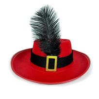 Vintage Black Musketeers Costume Hat With feathers Stage Performance Holiday Costume Hat Magician Hat Top Hats Kids Cosplay Hat raudona