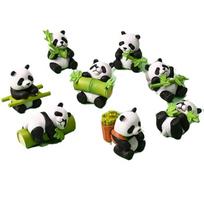8pcs Animal Resin Miniature Panda Figurines Cartoon Lifelike Panda Statue Handmade Cute Panda Ornament Yard