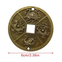 1PC Brass Feng Shui Coin Featuring Ancient Chinese Four Celestial Animals Mythical Creatures Good Fortune Collectible Lucky Gift