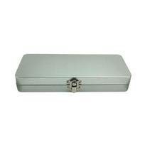 Tinplate Material Watercolor Box Hinge Flap Lock Rectangular Shape Storage Box Silvery Gray Durable Construction Organizer Box