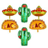 Mexican Sombrero, Mexican Burrito, Cactus Flower, Aluminum Foil Balloons, Mexican Party Balloons, Birthday, Cinco De Mayo, Mexican Carnival Theme Par Other