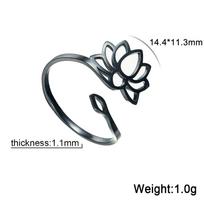 Lemegeton Lotus Flower Open Rings Lovely Elegant Adjustable Finger Ring for Women Men Trendy Stainless Steel Birthday Jewelry resizable