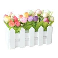 Stylish Wooden Fence Artificial Rose Bud Flowers Lifelike and Detailed Suitable for Weddings and Special Events