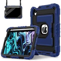 Heavy Duty Protective Case for iPad Mini 6 7 A17 Pro 8.3 Hybrid Shockproof Case with Crossbody Strap Hard Sturdy Kickstand Cover iPad mini 6