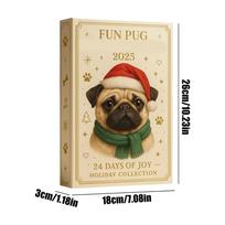 Pug Christmas Advent 2025 24 Days 2D Acrylic Dog Seasonal Decor Pug Tree Ornament Countdown Calendar for Home Kids Adults Dog 24PCS