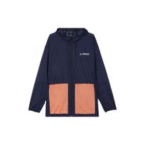 adidas Terrex Bao Pack Windb Outdoor Sports Mesh Contrasting Colors Pocket Hooded Jacket Navy Blue Men's GN7600 L