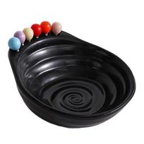 Fruit Bowl with 6 Colorful Fruit Forks Large Capacity Spiral Bottom Bowl with Fork Storage Hole for Snacks And Parties juoda