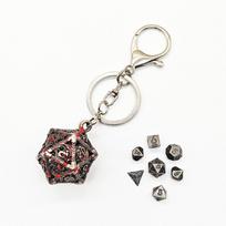 1 Set 20-sided Hollow Metal Dice Keychain DND Polyhedral Dice Keychain  Board Game Style 4