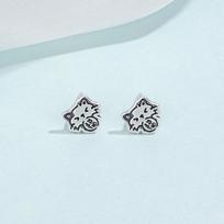 Tichia S925 Sterling Silver Cat Stud Earrings for Women - Sleep-Friendly, Simple, Small, Cute. S925 Silver stilius 4 spalva