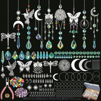 460Pcs DIY Suncatcher Making Kit - Crystal Prism Beads & Metal Charms For Rainbow Window Ornaments