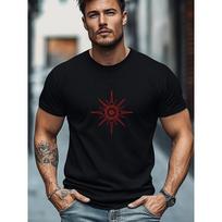 Men'S T-Shirt, Easy And Stylish, Clean And Minimalistic, Featuring a Red Star Compass Design for Summer Casual Wear with a Round Neck And Short Length 2XL juoda