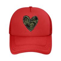 Red Camo Heart Knot  Mesh Baseball Cap Hip Hop Adjustable