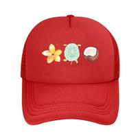 Tropical Watercolor Plumeria Turtle Coconut Decor  Mesh Baseball Cap Hip Hop Adjustable