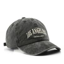 American wide brimmed retro Unisexs and Womens baseball caps washed hats trendy embroidered duckbill caps One Size