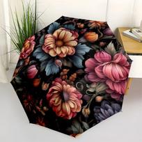Floral Elegance: Vibrant Flower Patterned FabricUmbrella with Cute Design,Portable 3-Fold Compact Umbrella for Men&Women,Valentine's Day Mot