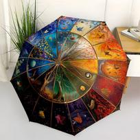 Nature's Seasons Wheel: A Vibrant Circular ArtworkUmbrella with Cute Design,Portable 3-Fold Compact Umbrella for Men&Women,Valentine's Day M