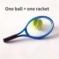2 vnt. Kūrybingas lėlės teniso raketės rinkinys su kamuoliukais Miniatiūrinis sporto inventorius lėlių namelių dekorui 2pcs/set mėlyna