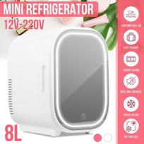 8L Fridge Portable Car Refrigerator Freezer Cooler Warming Box For Home Use DeskTop Face Beauty Cosmetics Fridge Skin Care Goods Mirror