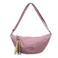 Nyl Large Capacity Sling Bag Casual Crescent Crossbody Bag for Women Colorful Tassel Hobo Purse for Travel & Daily