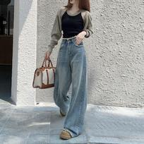 High-Waist Retro Wide-Leg Jeans for Women with Raw Edges - Slim, Loose, and Drapey Design S