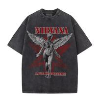 benber vintage Hot Sale Nirvana Rock Band Poster Graphic Print Tshirt Men Women Retro Cotton Washed Tee In Utero Oversize YK Casual Loose Streetwear S