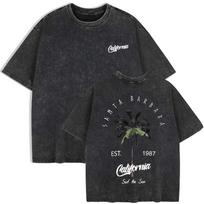 benber vintage Galafonia Coconut Palm Printed Washed TShirts Womens Cotton Short Sleeve s ONeck  T Shirt Basic Clothes S