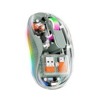 Bluetooth Mouse, 2.4GHz Wireless, 3 Modes, USB-A & C Compatible, Transparent, Silent, Compact, with LED Breathing Light, Rechargeable, 5 Buttons,