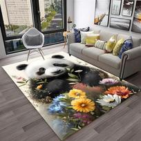 Cute Panda Animal 3D Cartoon Child Play Carpet Rug for Home Living Room Bedroom Sofa Doormat Decor,Area Rug Non-slip Floor Mat 40x60cm 16x24 inch