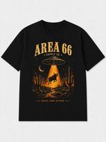 Area 66 T-Shirt Funny UFO Cow Abduction Desert Western Vintage Graphic Tee 4XL