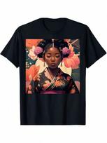 Black Asian Woman Wearing A Kimono Afro-Asian Art T-Shirt_1yn S
