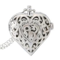 Heart Shape Pocket Watch Quartz Pendant Watch Stylish Necklace Clock  Fashion Accessories