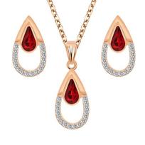 European & American Crystal Water Drop Earrings and Necklace Set