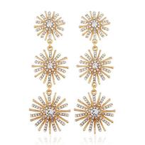 Sunflower Rhinestone Alloy Dangle Earrings auksas