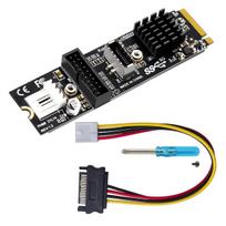 CY Card 5Gbps Type-E USB 3.1 Front Panel Socket USB 2.0 - NVMe NGFF M-Key ExpressCard Adapter for Motherboards