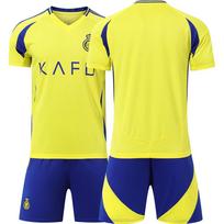 CR7 Al Nassr Home Jersey Kit: Breathable Quick-Dry Set for Adults & Kids 18
