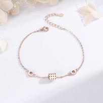 Korean Style Rose Gold Epoxy Simple Sterling Silver Bracelet for Women 925 Silver
