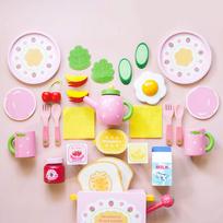 Mother Garden Wooden Toy Morning Toaster Pretend Play Set - Pretend Play Gift - Wooden 263-58096 [Pretend Play Set, Educational Toy]