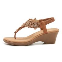 A new summer Amazon rhinestone flower comfortable wedge heel sandals 35